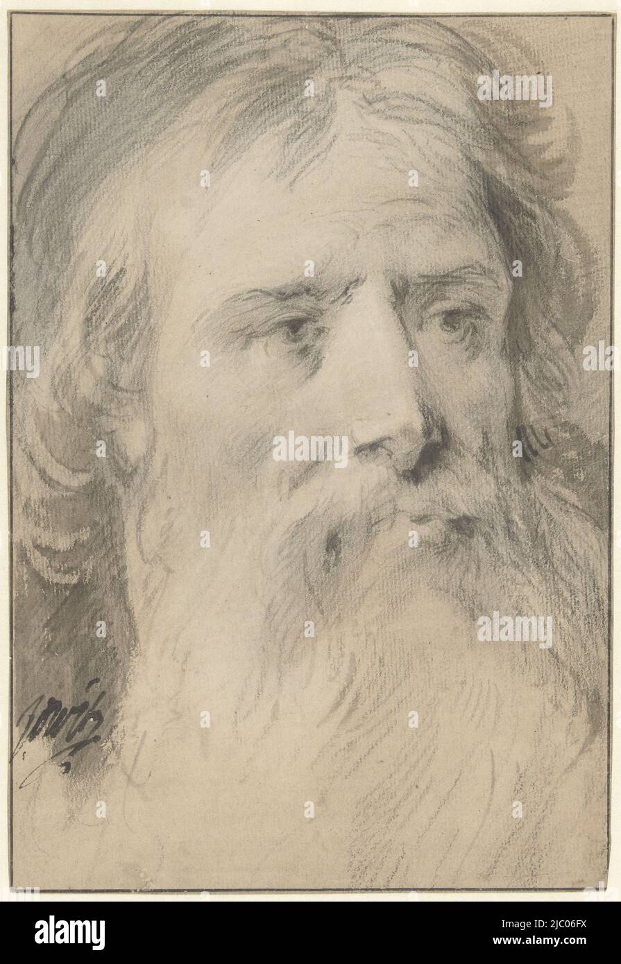 Testa uomo con barba grande, disegnatore: Jacob de wit, 1705 - 1754, carta, pennello, h 278 cm x l 190 cm Foto Stock