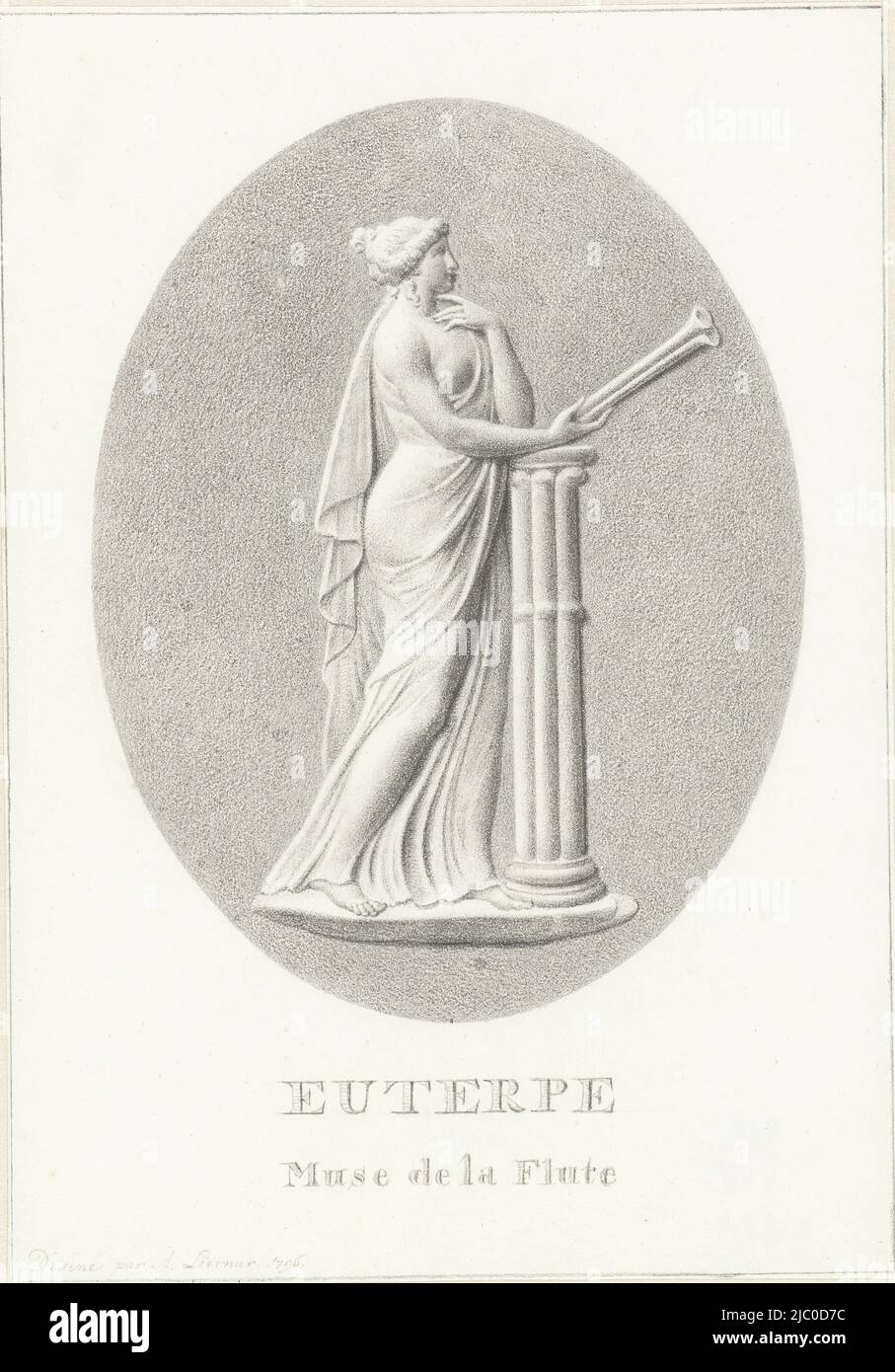 Euterpe, muse del flauto, Euterpe, disegnatore: Alexander Liernur, 1796, carta, a 241 mm x l 169 mm Foto Stock