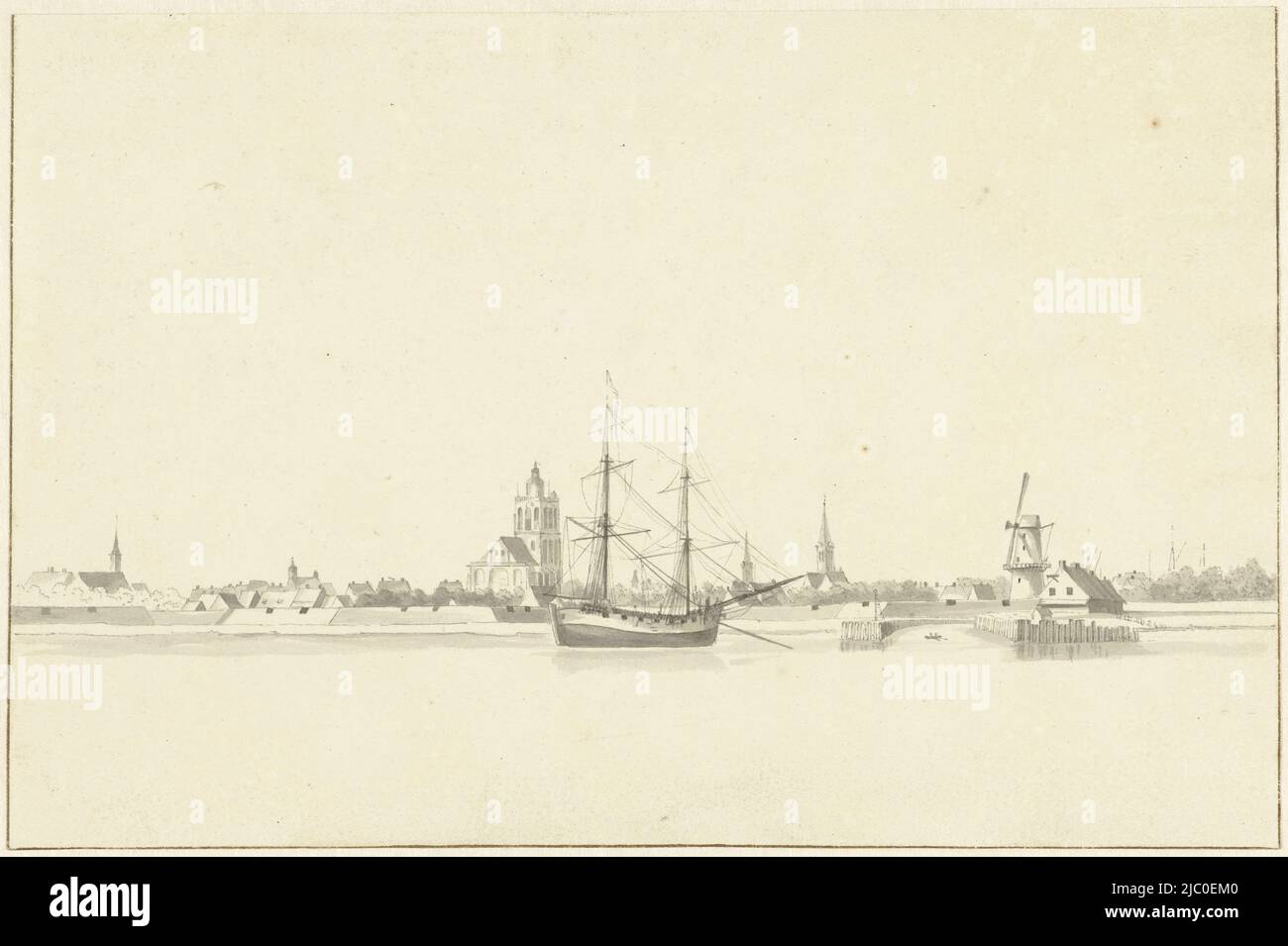 Faccia di Brielle, disegnatore: Balthazar Jooss, 1797, carta, penna, spazzola, a 160 mm x l 242 mm Foto Stock