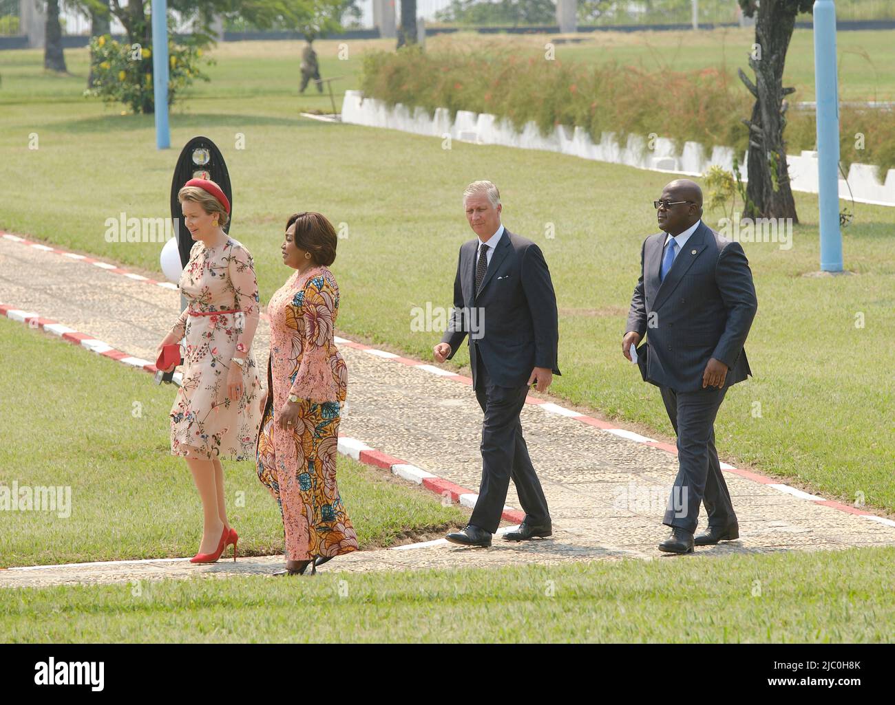 Repubblica Democratica del Congo seconda giornata Lady Denise Nyakeru, Repubblica Democratica del Congo Presidente Felix Tshisekedi, Regina Mathilde del Belgio e Re Philippe - Filip del Belgio raffigurato nel palazzo nazionale durante una visita ufficiale della coppia reale belga nella Repubblica Democratica del Congo, martedì 07 giugno 2022, a Kinshasa. Il Re e la Regina Belga visiteranno Kinshasa, Lubumbashi e Bukavu dal 7th giugno al 13th giugno. Foto di Olivier Polet/ABACAPRESS.COM Foto Stock