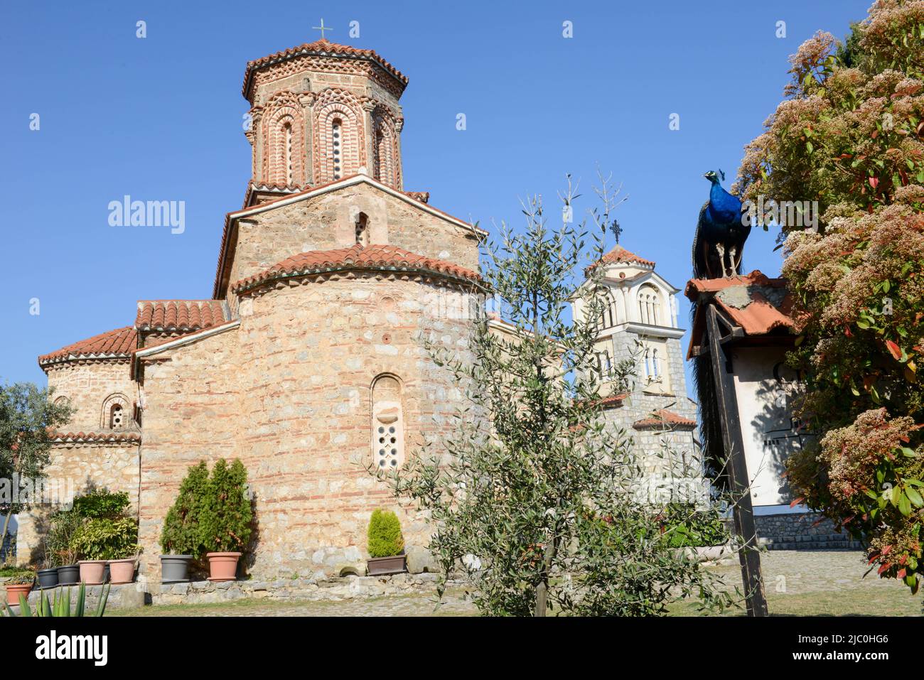 Vista al monastero di San Naum sulla Macedonia Foto Stock