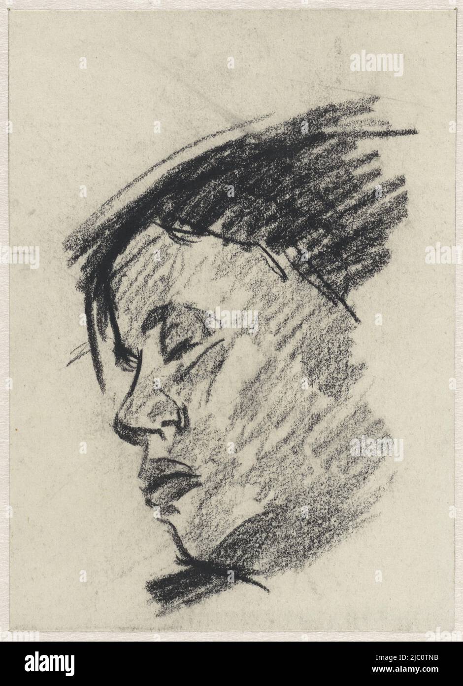 Testa di una donna addormentata, disegnatrice: Suze Robertson, 1865 - 1922, carta, h 152 mm x l 109 mm Foto Stock