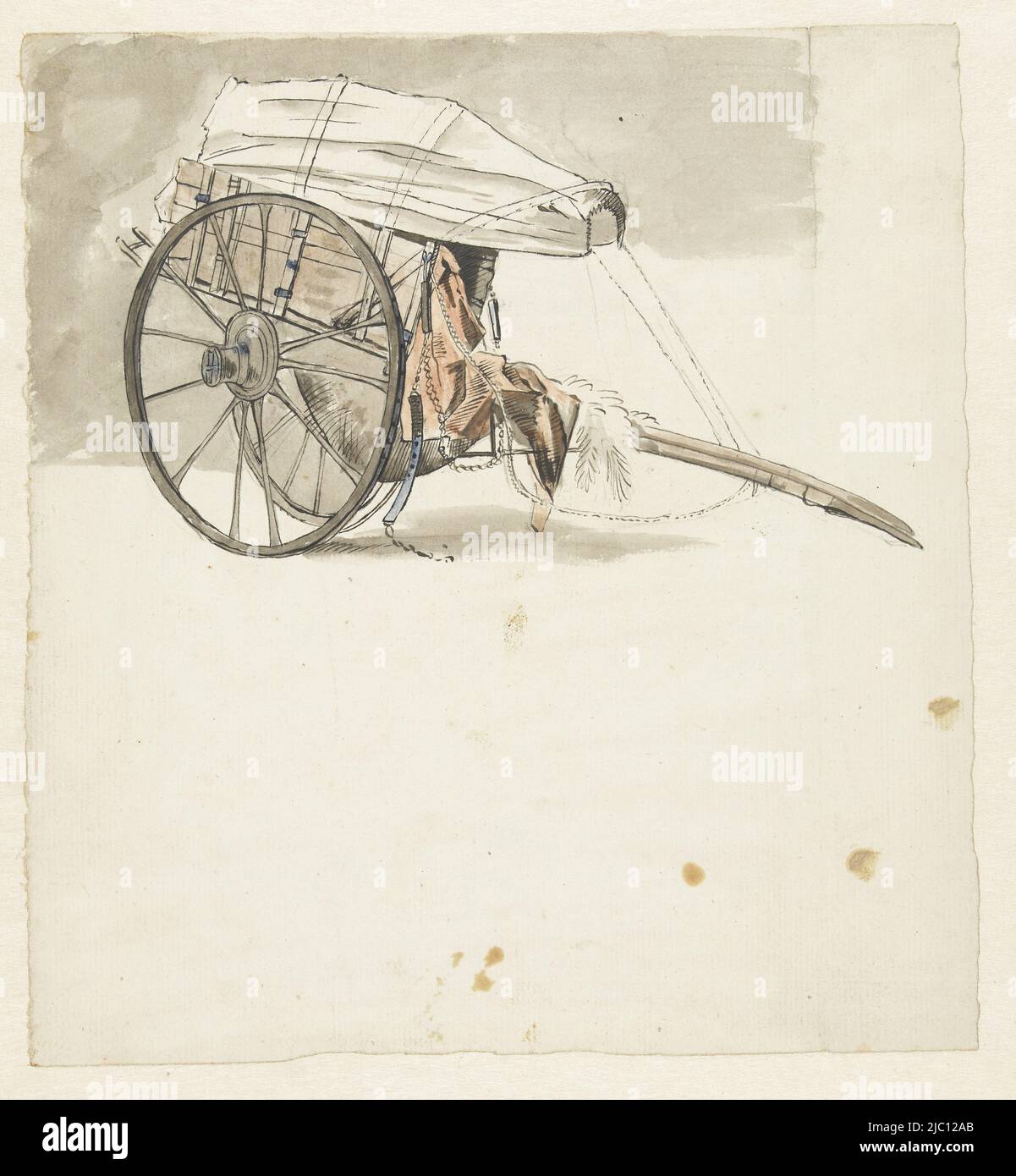 Carro coperto, disegnatore: Pieter Bartholomeusz. Barbiers, 1782 - 1837, carta, penna, pennello, a 250 mm x l 232 mm Foto Stock