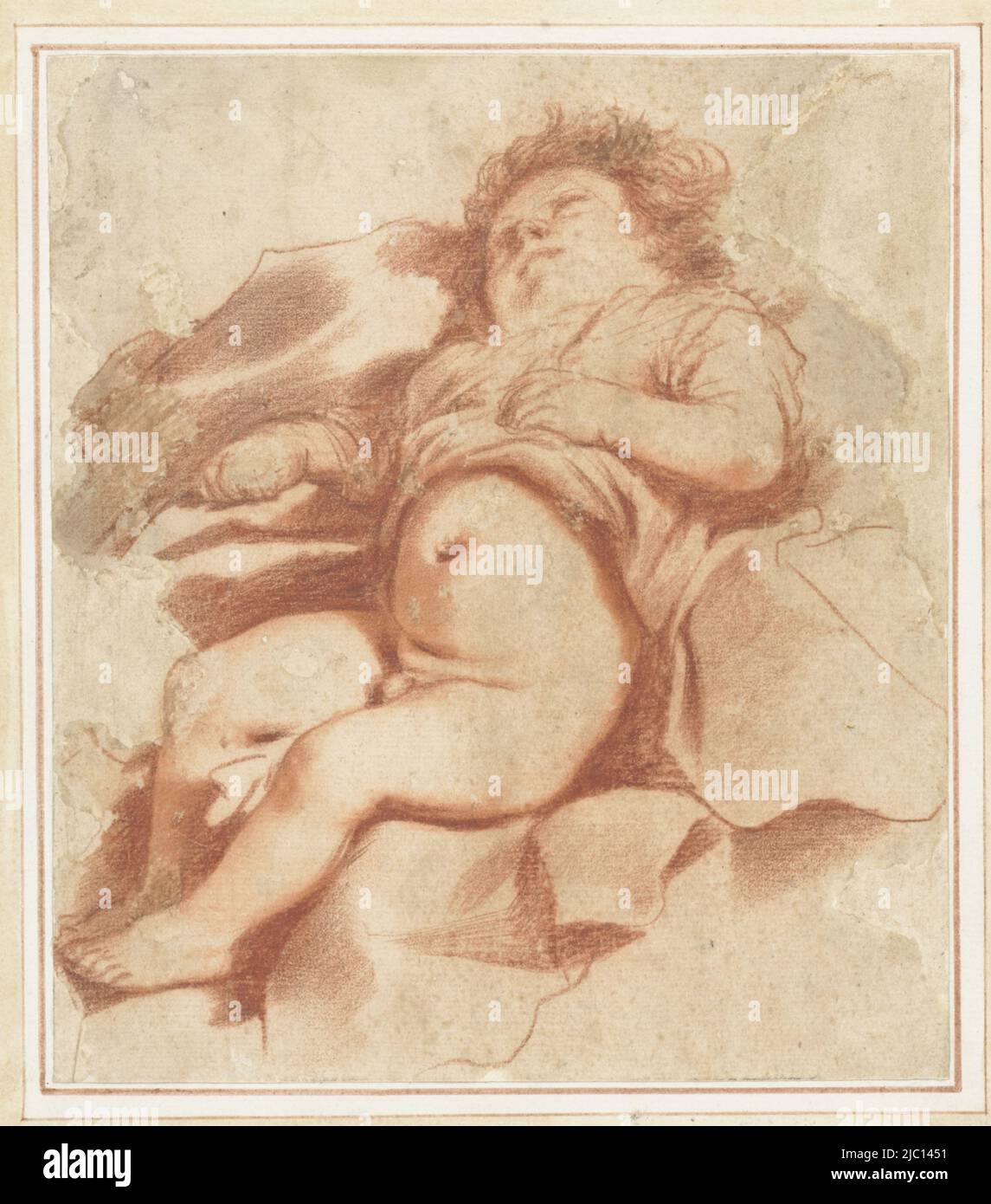 Studio di un bambino che dorme, disegnatore: Guercino, 1619 - 1624, carta, h 204 mm x l 178 mm Foto Stock