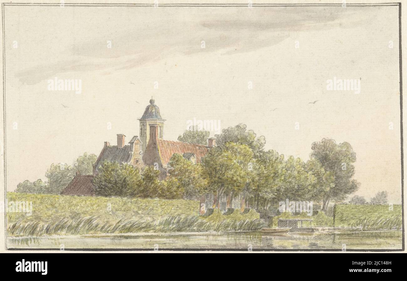 Giardino di pavone sull'Amstel, disegnatore: Martinus van der Jagt, 1757 - 1805, carta, pennello, penna, a 111 mm x l 178 mm Foto Stock