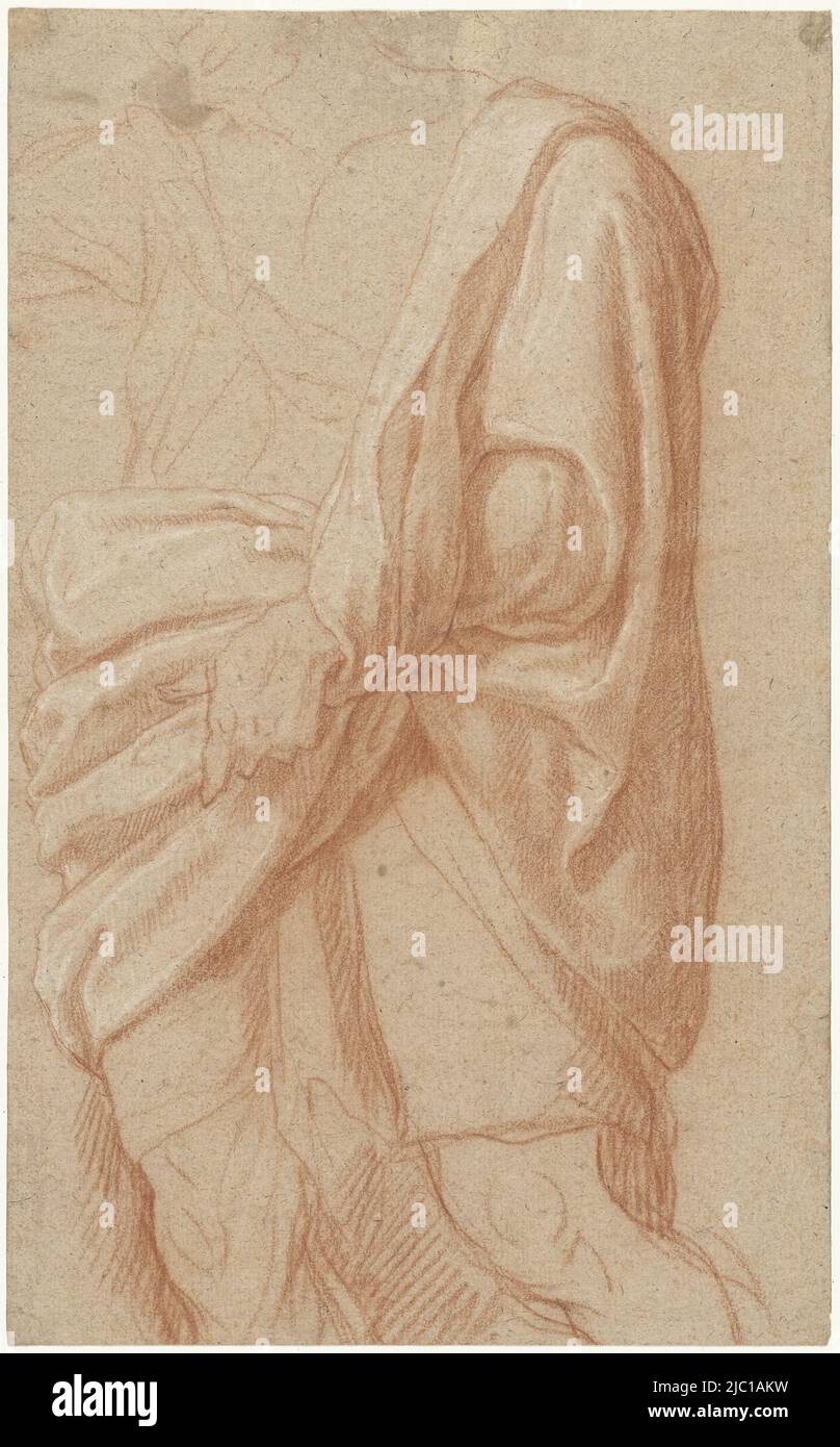 Figura maschile in toga, vista dal collo a poco sotto le ginocchia, figura maschile in toga, disegnatore: Eustache Lesueur, 1627 - 1655, carta, h 265 mm x w 163 mm Foto Stock