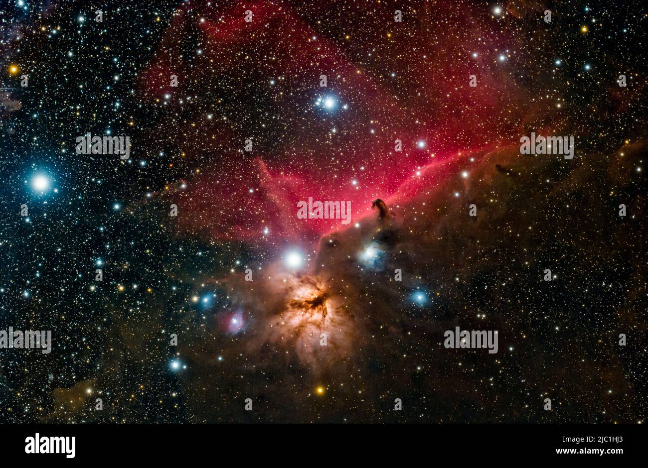 Testa di cavallo e Nebula fiamma nella costellazione di Orion Foto Stock