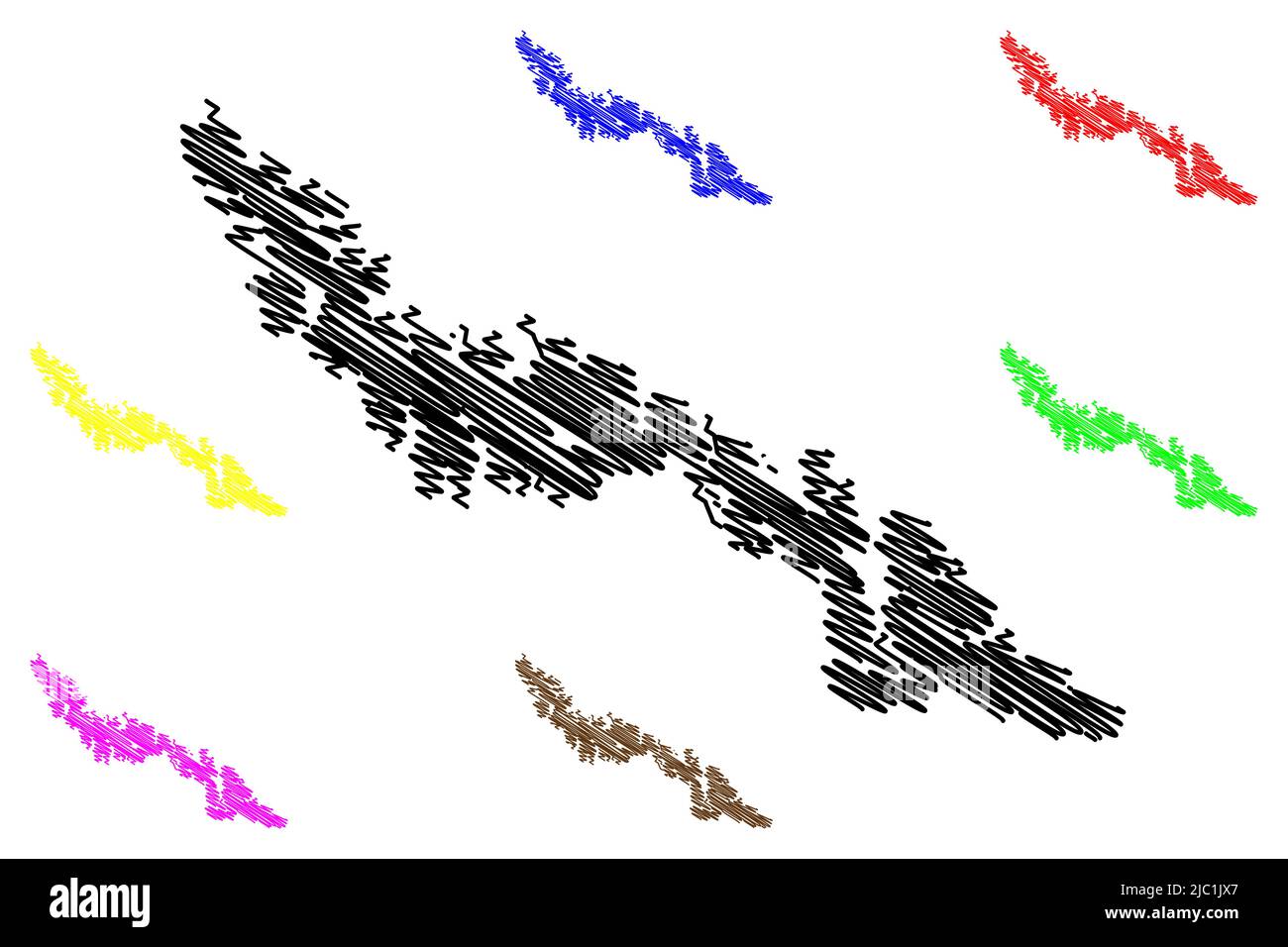 Isola di Desolacion (Repubblica del Cile, Sud e America Latina, Arcipelago di Tierra del Fuego) illustrazione vettoriale mappa, schizzo di scricbble Isla Desolacion Illustrazione Vettoriale