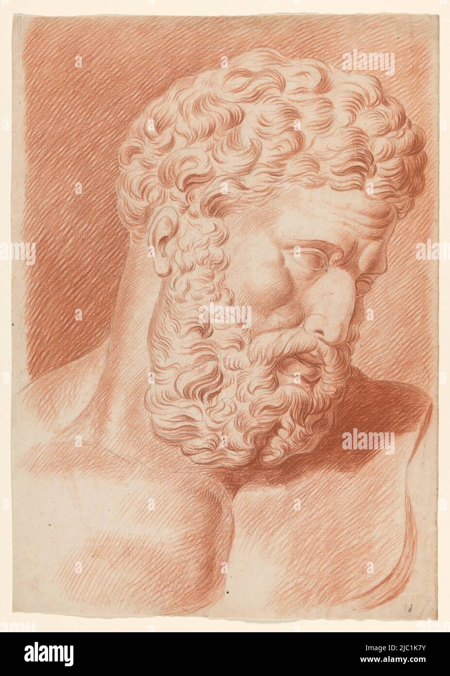 Studio dell'Accademia: Statua in gesso dell'uomo con barba, disegnatore: Johannes Tavenraat, anonimo, 1-Mar-1824, carta, a 523 mm x l 368 mm Foto Stock