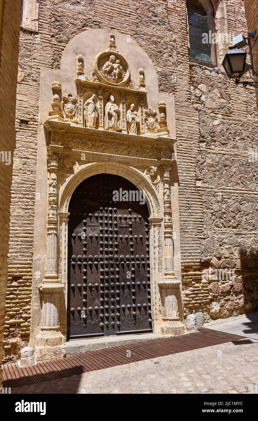 Portale plateresco del monastero di San Clemente. Toledo centro, Castilla la Mancha, Spagna. Foto Stock