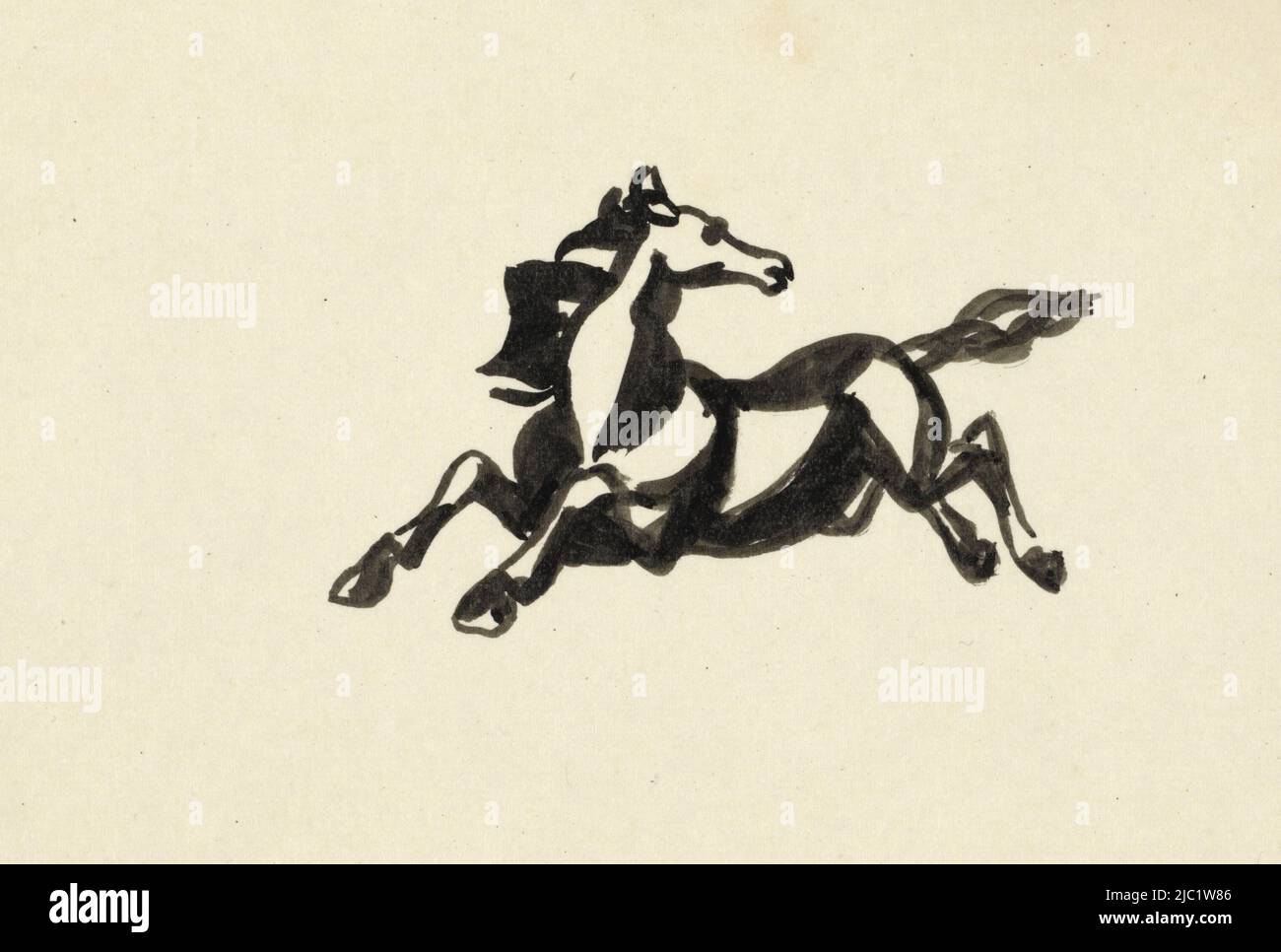 Cavallo di salto con la testa girata indietro, cavallo di salto con la testa girata indietro senza titolo Cavallo, disegnatore: Leo Gestel, 1937, carta, pennello, a 100 mm x l 155 mm Foto Stock