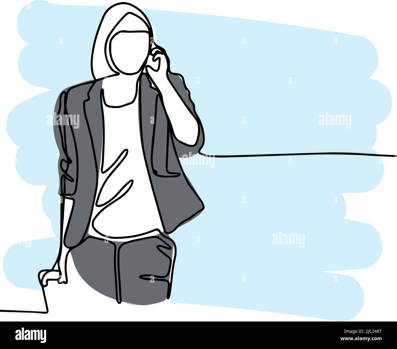 Giovane donna in un abito formale con un telefono. Illustrazione vettoriale Illustrazione Vettoriale