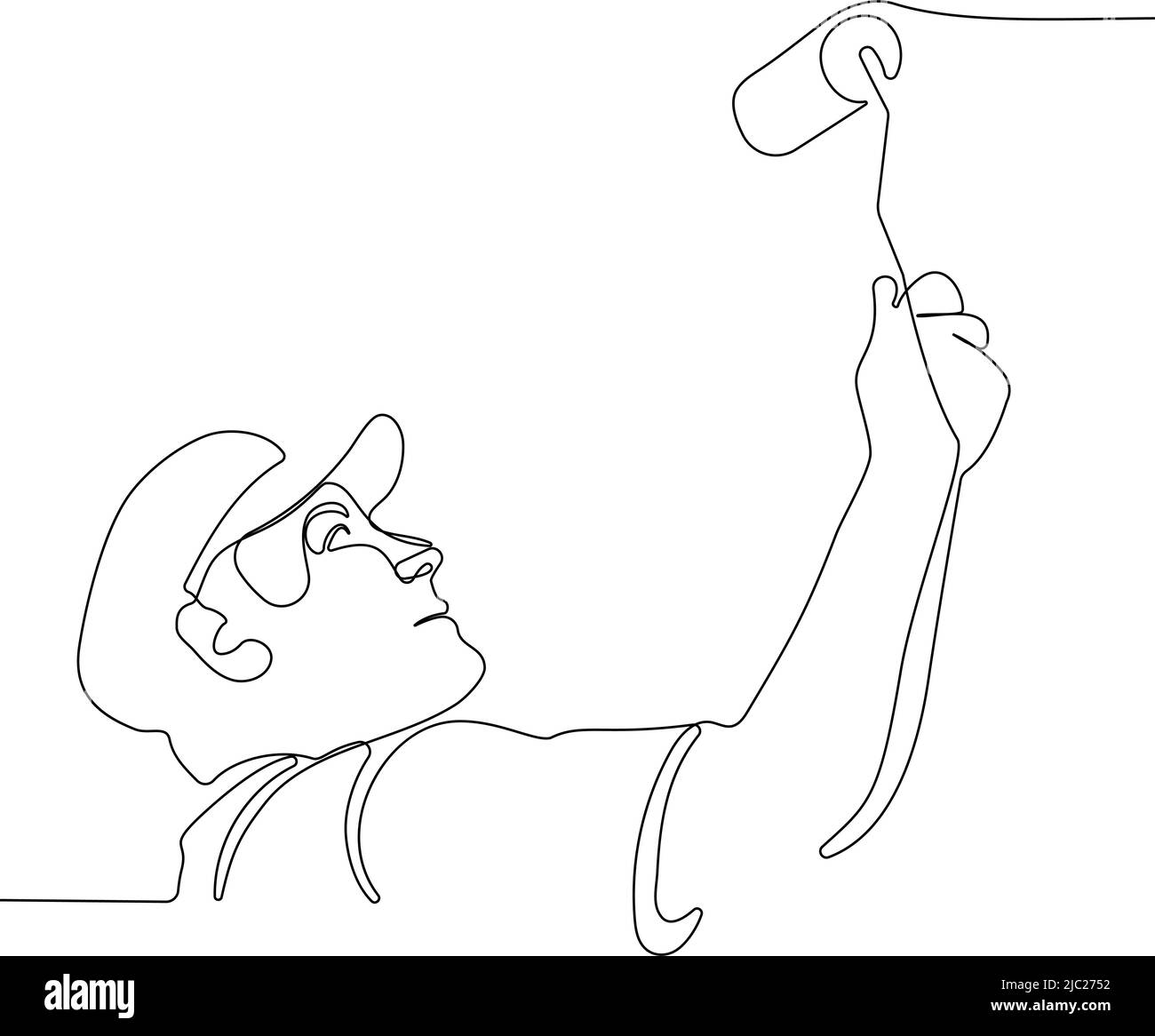 La mano umana tiene le spazzole di vernice con la lattetta di vernice Illustrazione Vettoriale