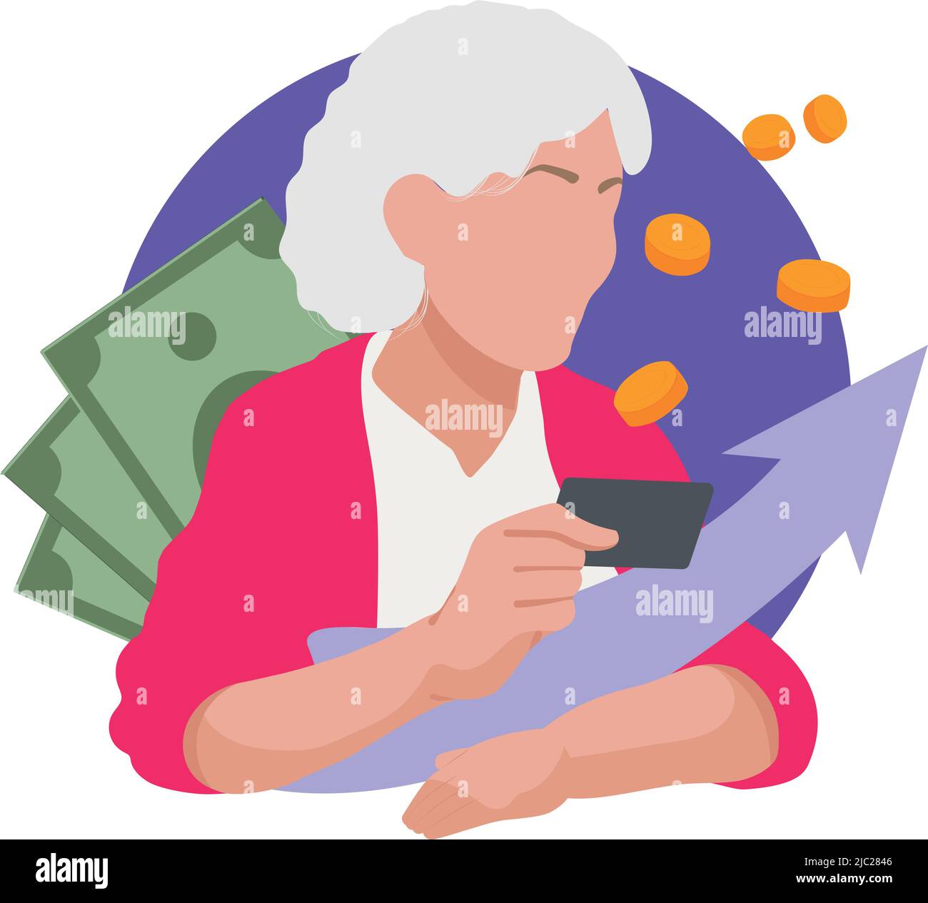 Buoni investimenti per i pensionati. Reddito passivo Illustrazione Vettoriale