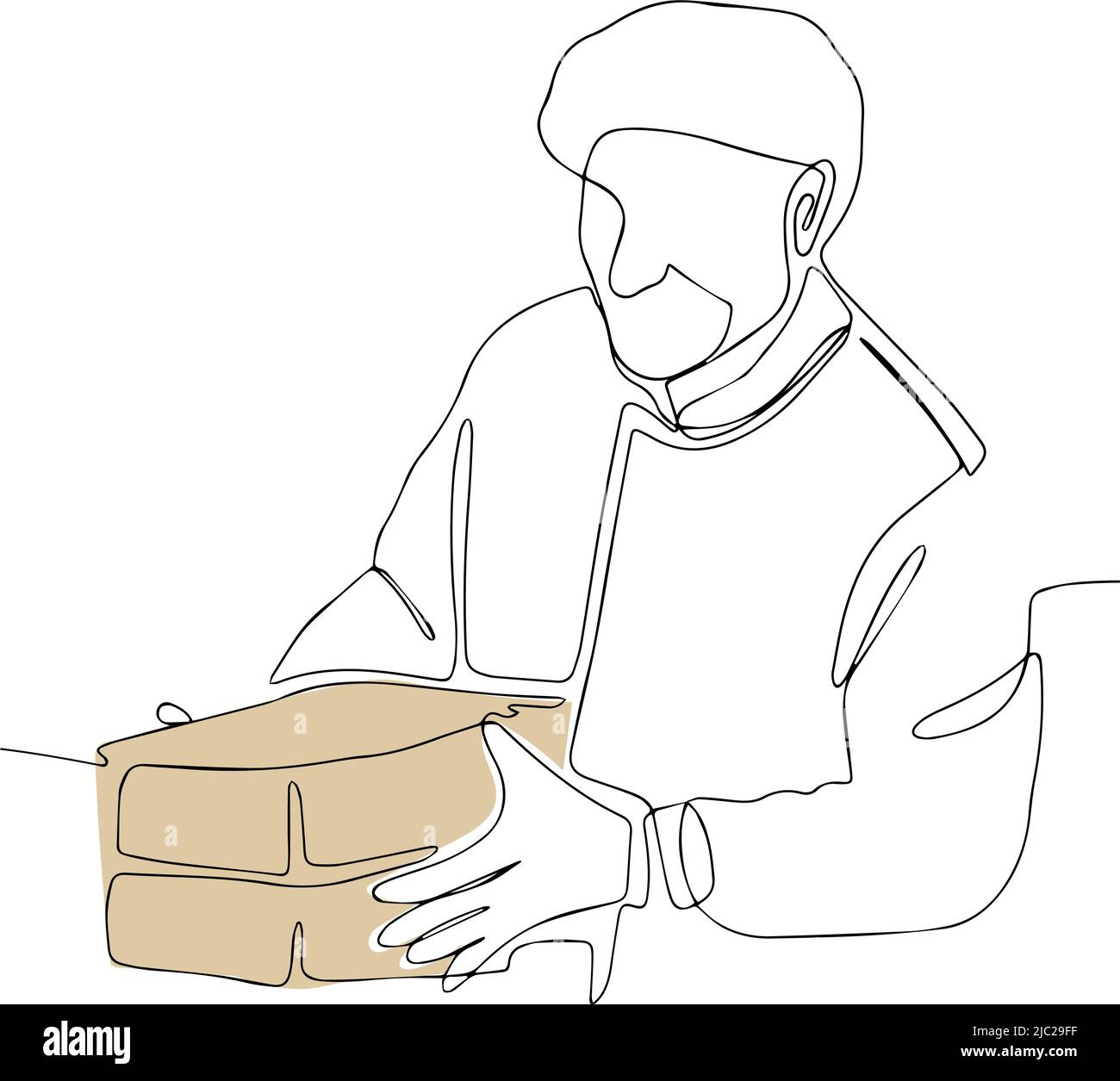 Ritratto di giovane felice sorridente lavoratore caucasico Illustrazione Vettoriale