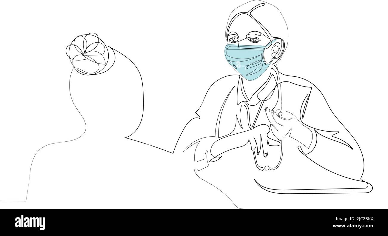 Medico in facemask medico tenere stetoscopio Illustrazione Vettoriale