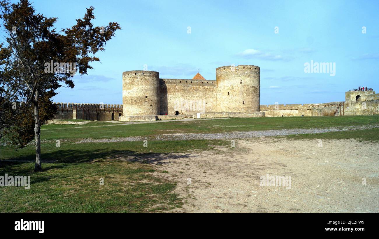 Antica fortezza di Akkerman, cittadella principale e tenere sulla riva del estuario Dniester, Bilhorod-Dnistrovskyi, Odessa Regione, Ucraina Foto Stock