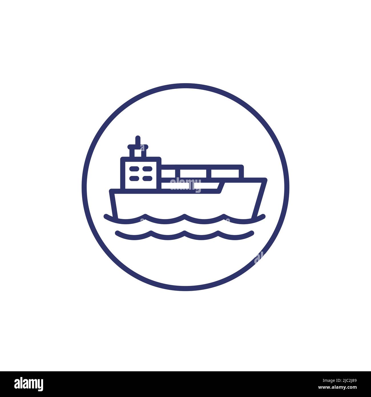 nave da carico con icona della linea dei contenitori Illustrazione Vettoriale