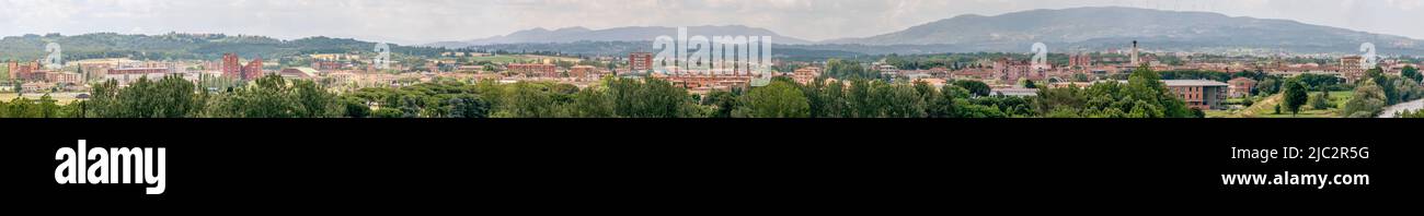 Bella vista aerea e panoramica di Pontedera, Pisa, Italia Foto Stock