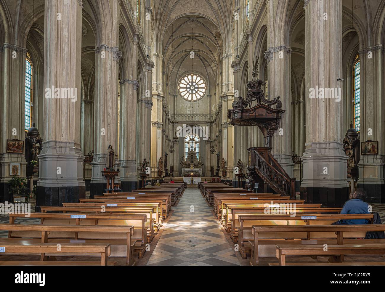 Centro di Bruxelles, Regione capitale di Bruxelles - Belgio - 06 20 2020 interno della chiesa di Santa Caterina Foto Stock