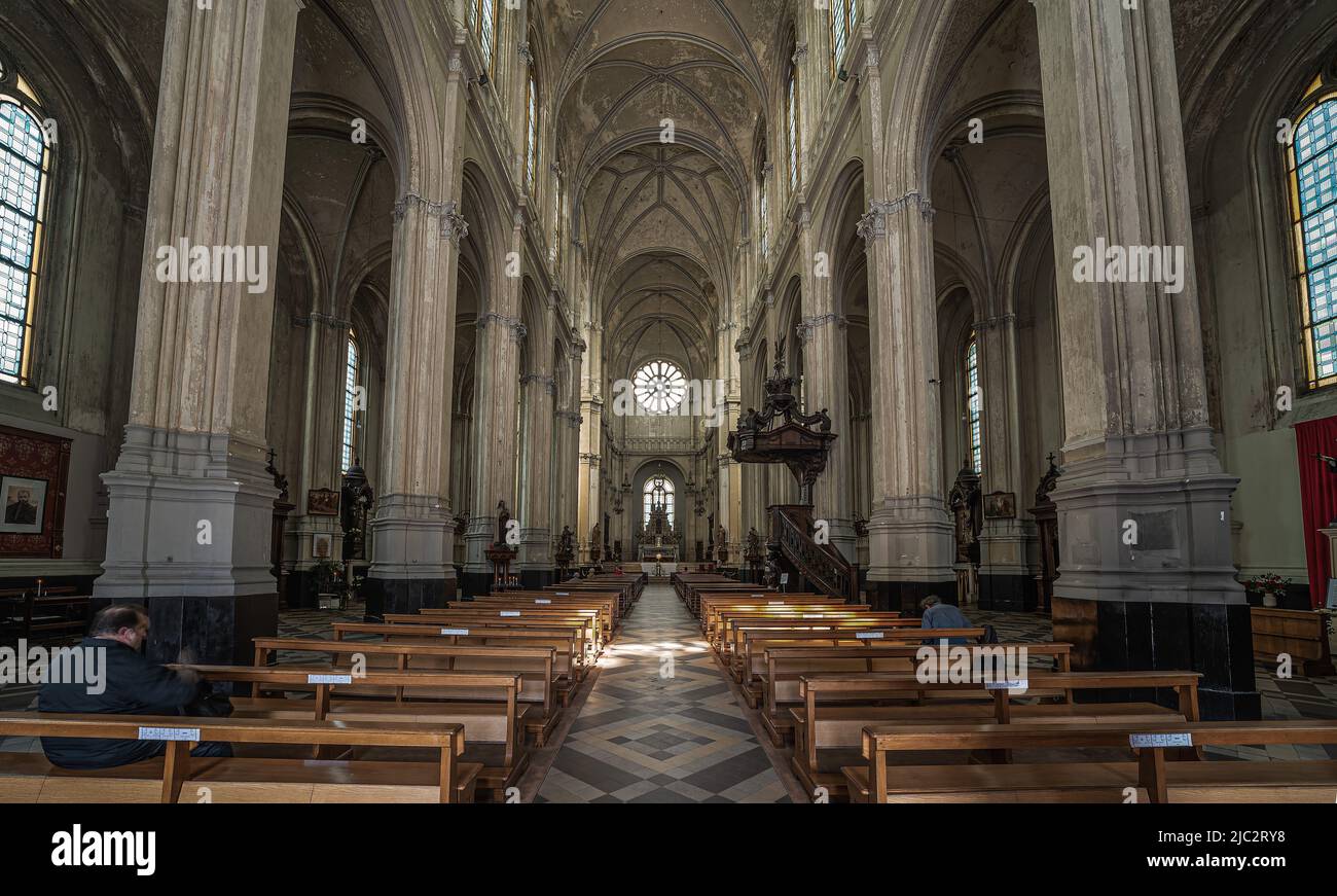 Centro di Bruxelles, Regione capitale di Bruxelles - Belgio - 06 20 2020 interno della chiesa di Santa Caterina Foto Stock