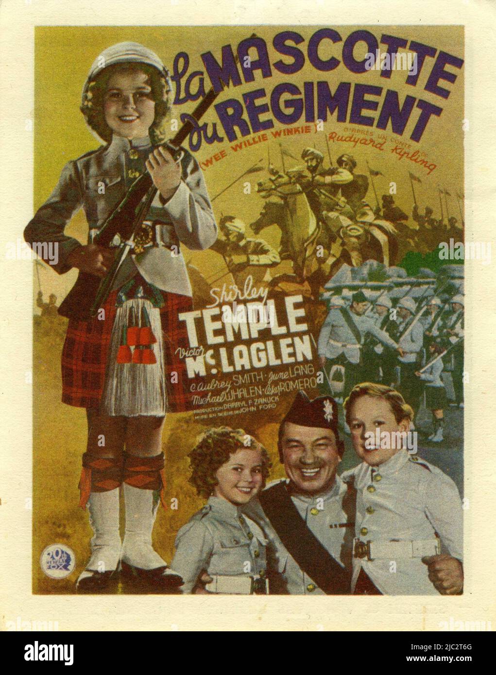 SHIRLEY TEMPLE VICTOR McLAGLEN e DOUGLAS SCOTT IN WEE WILLIE WINKIE 1937 regista JOHN FORD basato sulla storia di Rudyard Kipling cineografo Arthur C. Miller costumi Gwen Wakeling musica Alfred Newman Twentieth Century Fox Foto Stock