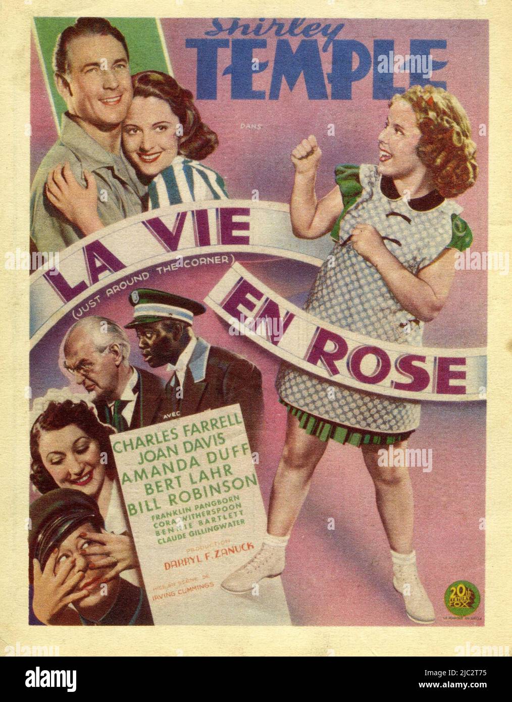 SHIRLEY TEMPLE CHARLES FARRELL AMANDA DUFF BILL ROBINSON CLAUDE GILLINGWATER JOAN DAVIS e BERT LAHR in APPENA DIETRO L'ANGOLO 1938 regista IRVING CUMMINGS costumi Gwen Wakeling Twentieth Century Fox Foto Stock