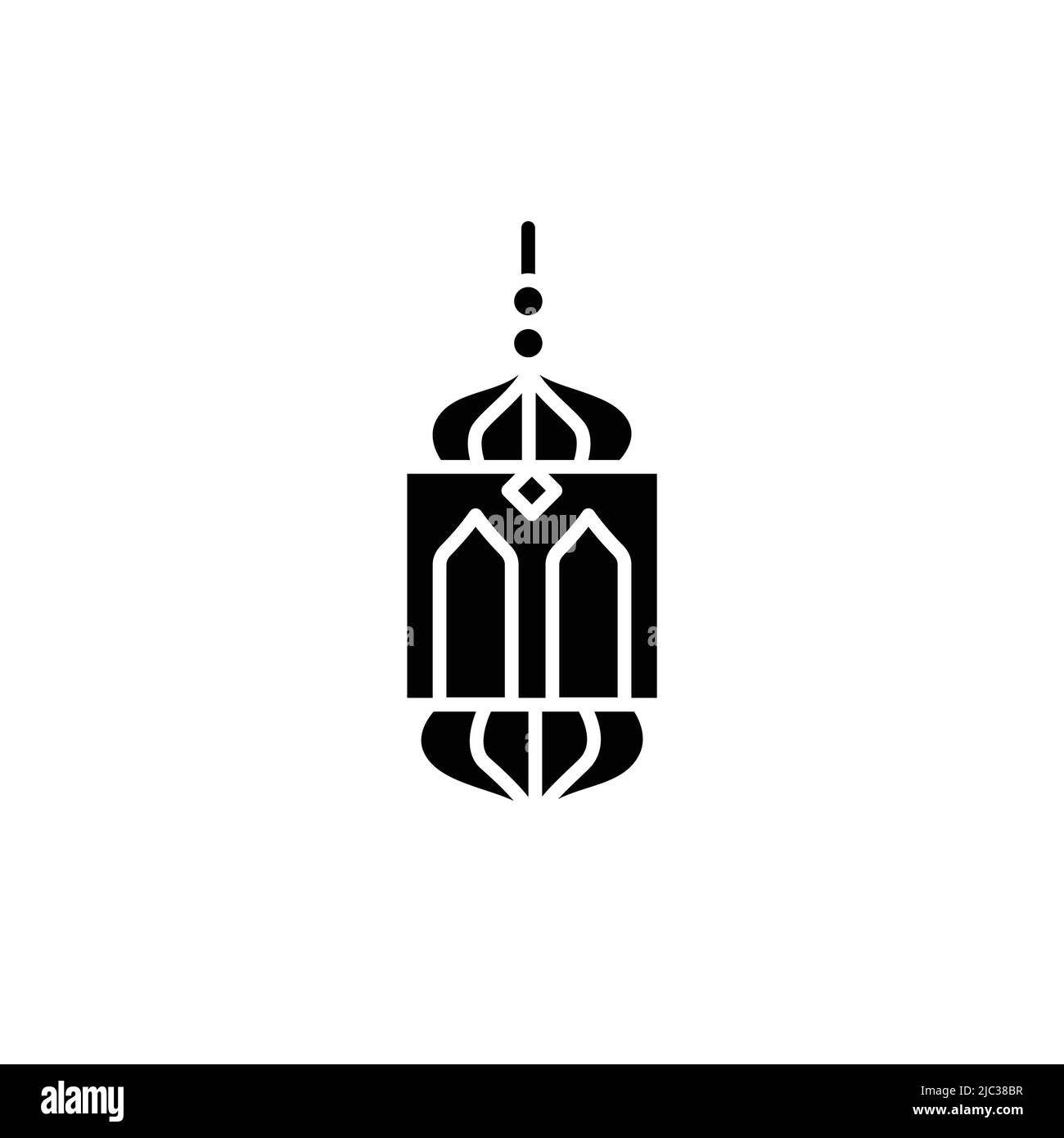 Icona del colore della linea della lampada musulmana. Elemento vettoriale isolato. Pittogramma a contorno per pagina web, app mobile, promo Illustrazione Vettoriale