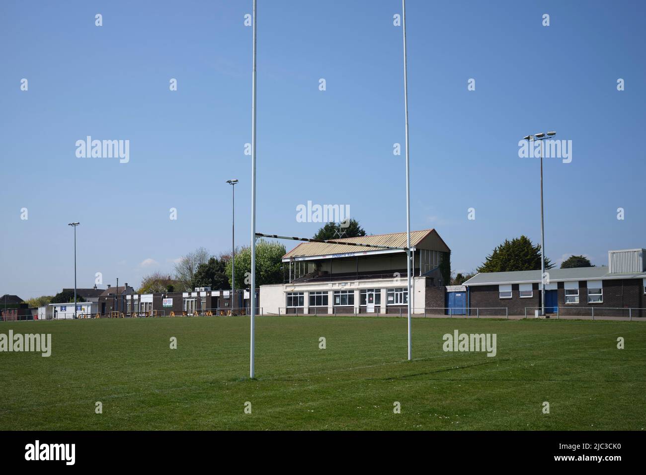 Penarth Rugby Club Ground presso l'Athletic Field di Penarth nel Galles del Sud Foto Stock