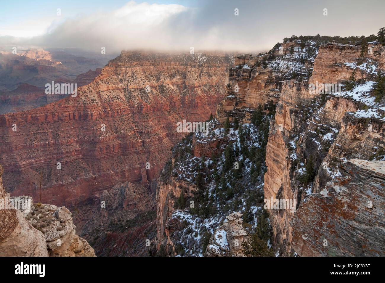 Vista da Mather Point, South Rim, Grand Canyon, Arizona, Stati Uniti Foto Stock