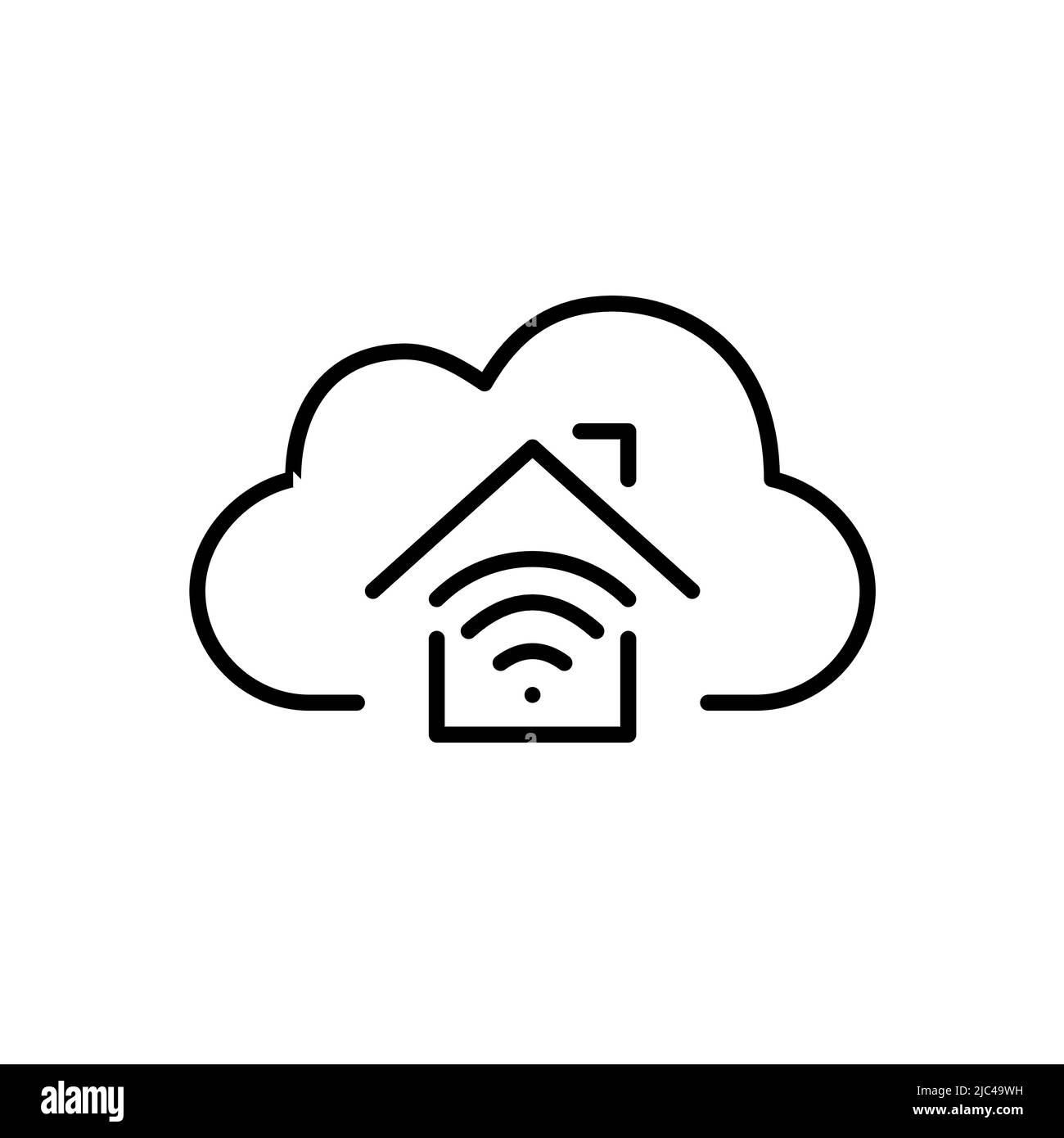 Icona della linea di traccia modificabile perfetta per lo storage nel cloud per la casa intelligente Illustrazione Vettoriale