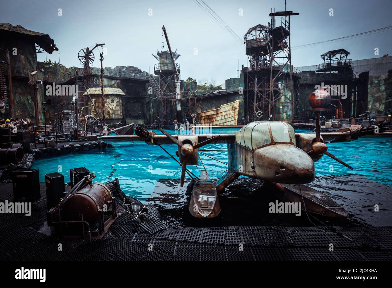 Realistiche e interessanti Water World Show negli Universal Studio Japan Foto Stock