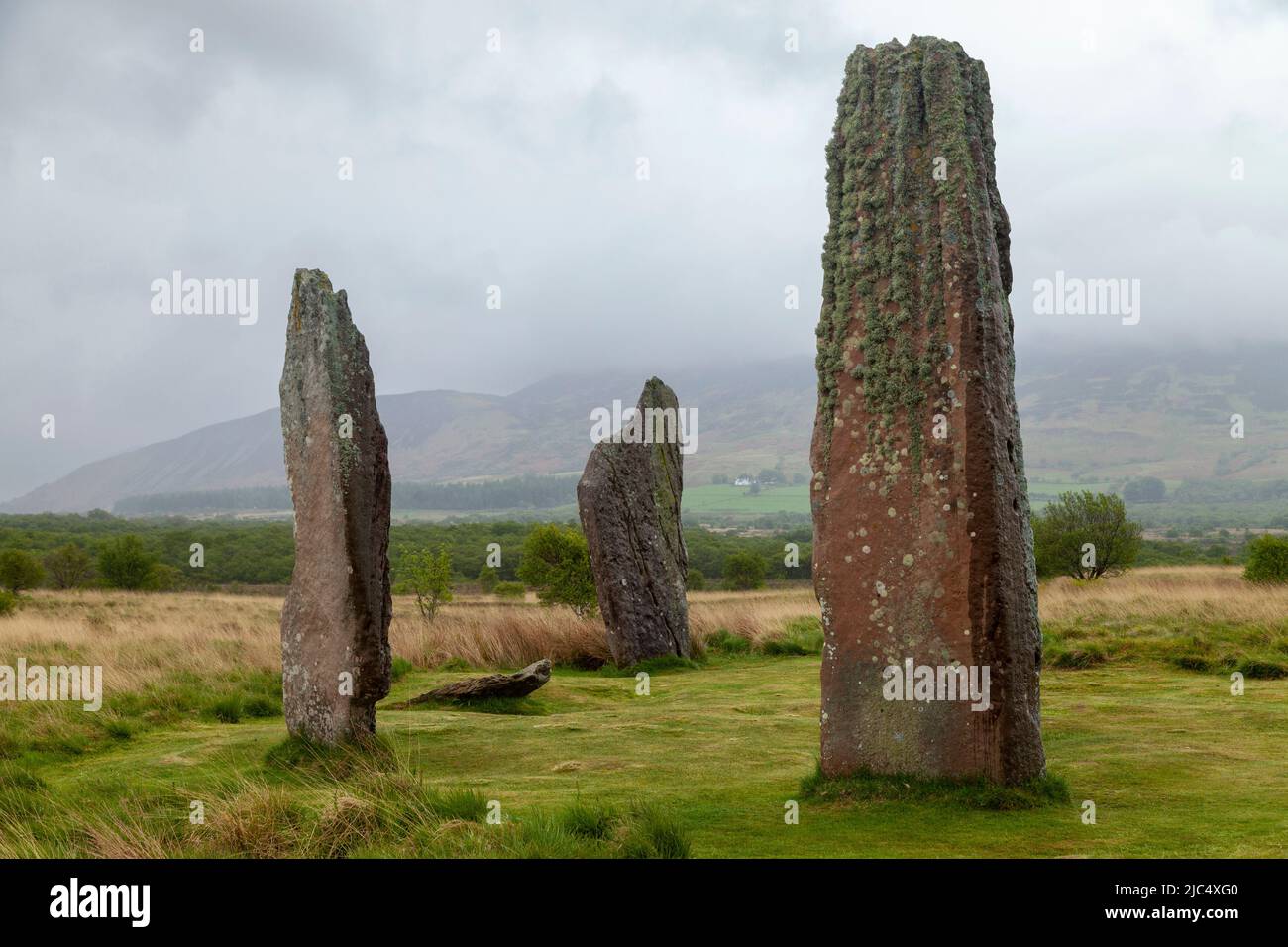 Machrie Moor Stone Circle 2 sull'isola di Arran, Scozia Foto Stock