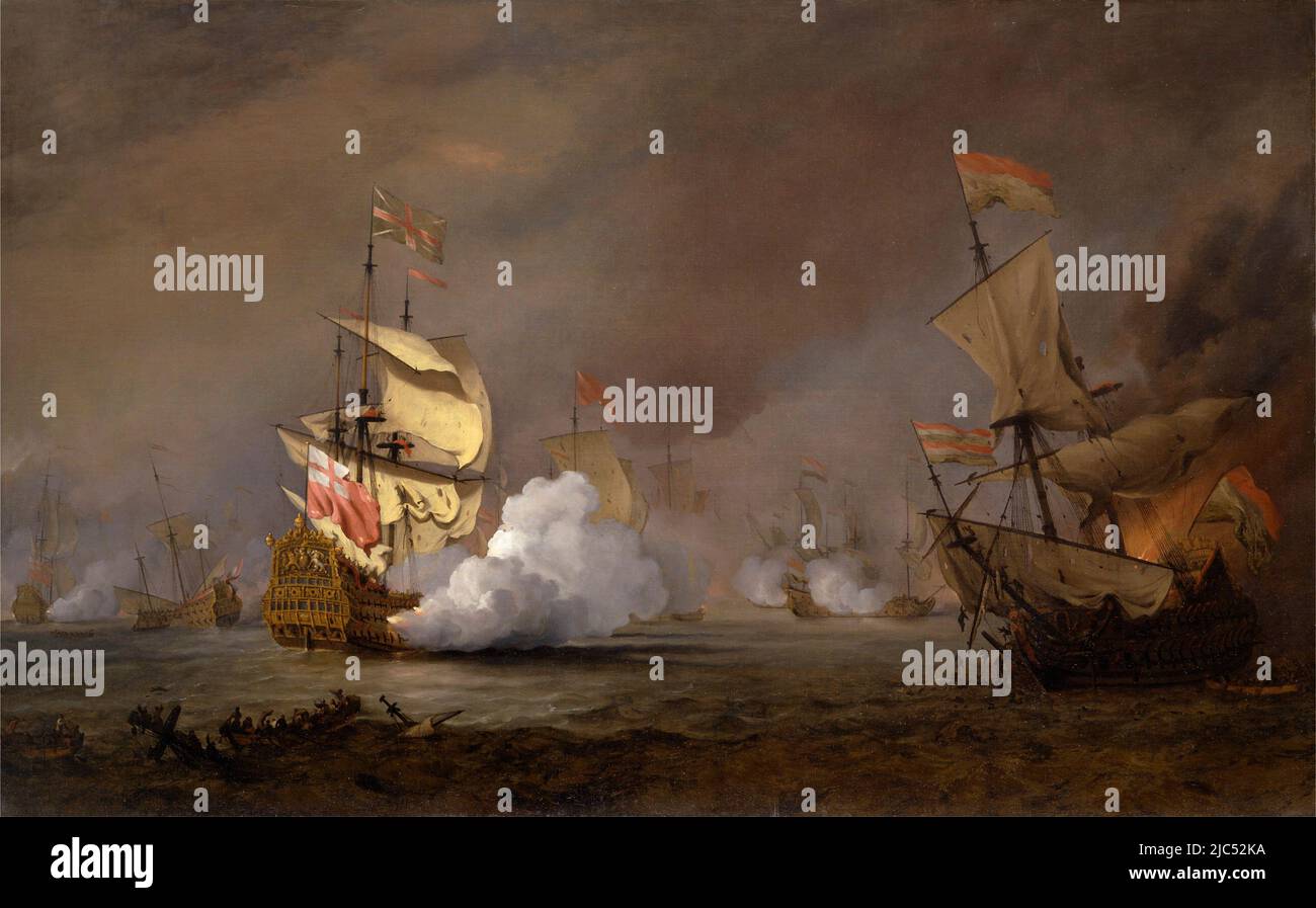 Battaglia di mare delle guerre anglo-olandesi. Willem van de Velde il giovane. CA. 1700. Foto Stock