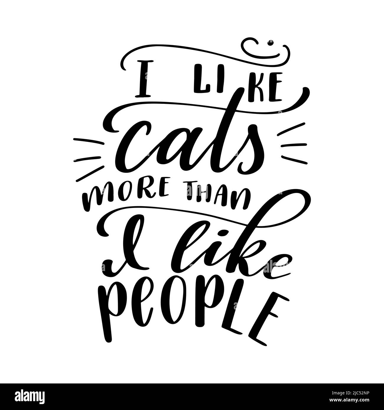Kitten scritta citazione per il disegno. Frase PET su sfondo bianco isolato. Illustrazione calligrafia vettoriale con inchiostro a pennello disegnato a mano Illustrazione Vettoriale