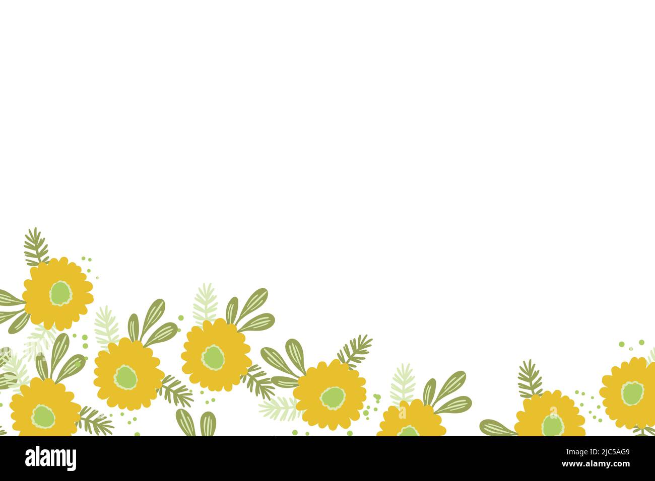 Cornice floreale basata su ornamenti tradizionali di arte popolare su sfondo bianco. Bordo ornato con fiori d'arancio. Illustrazione del vettore per la carta da parati Illustrazione Vettoriale