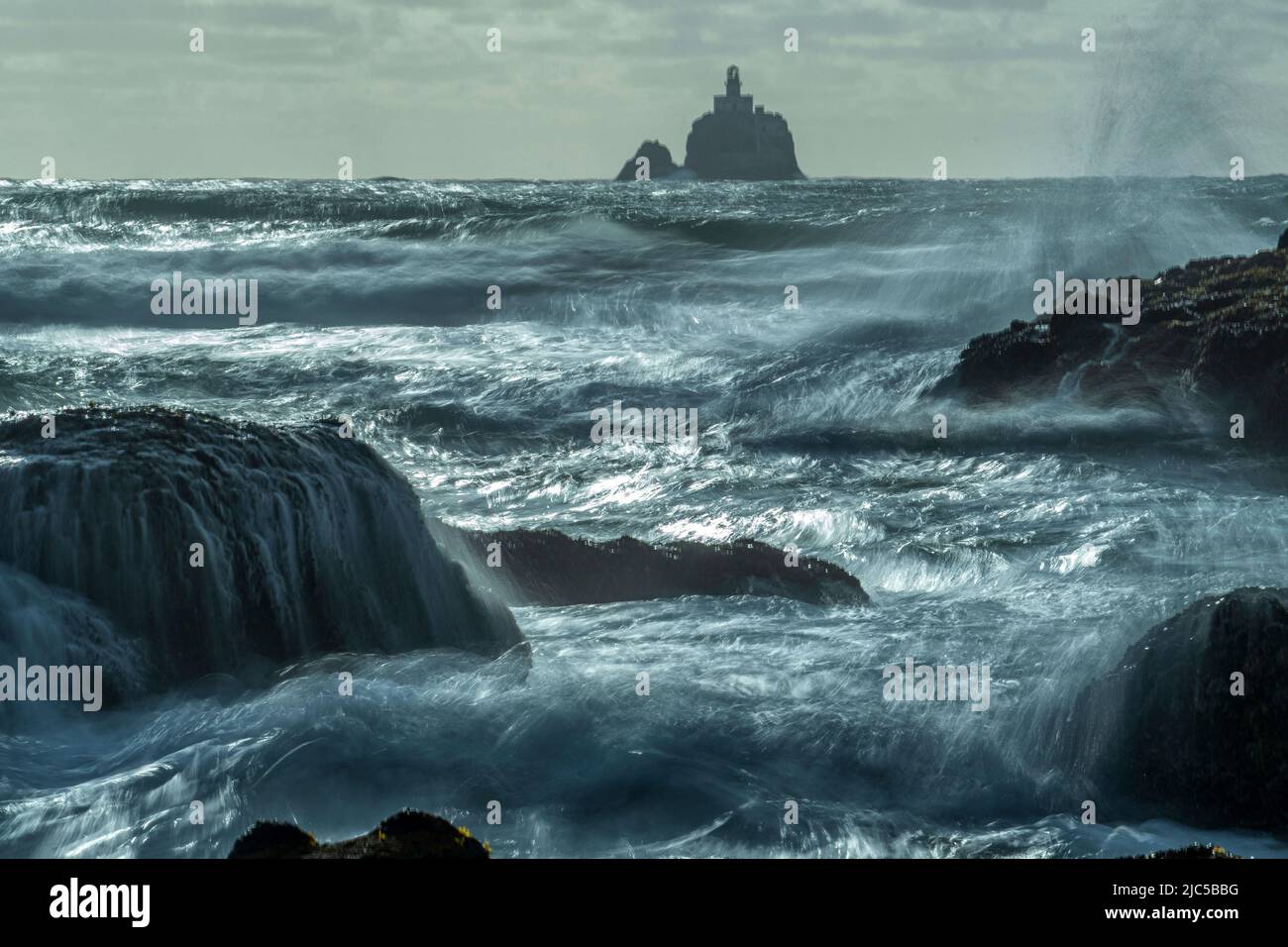USA, Oregon Coast, Oregon, Clatsop County, Cannon Beach, Faro di Tillamook *** Caption locale *** USA, Oregon Coast, Oregon, Clatsop County, Cannon Foto Stock