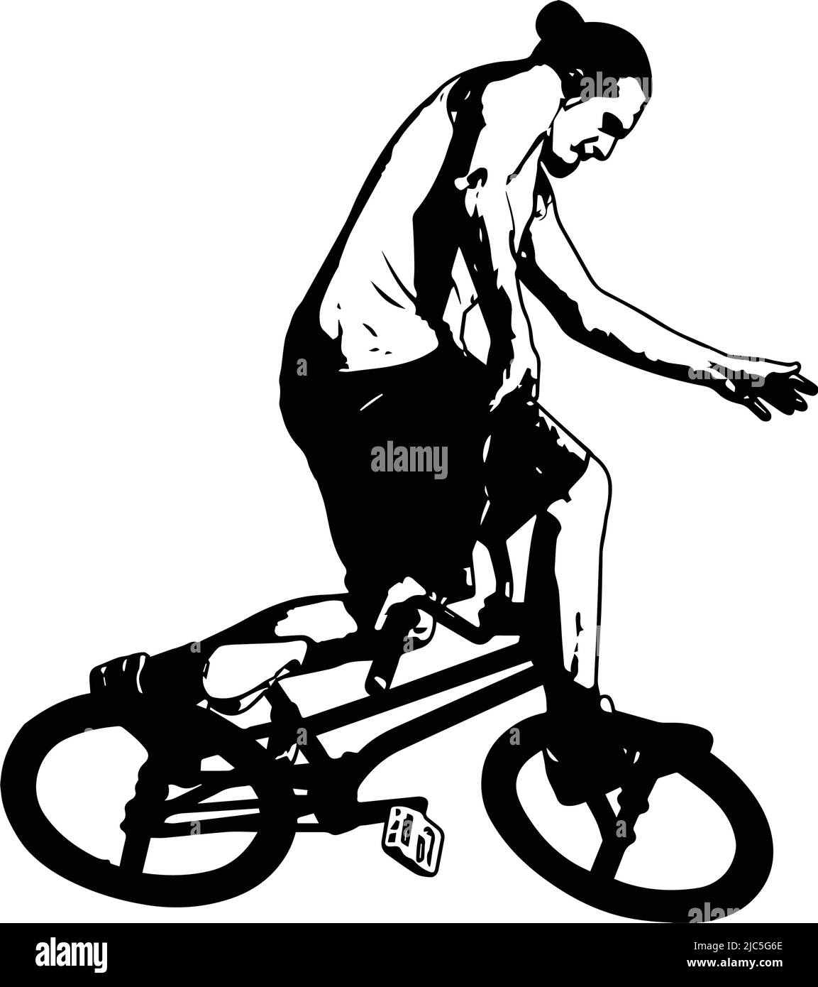 bmx bicyclist esecuzione di acrobazie - disegno vettoriale dello schizzo Illustrazione Vettoriale