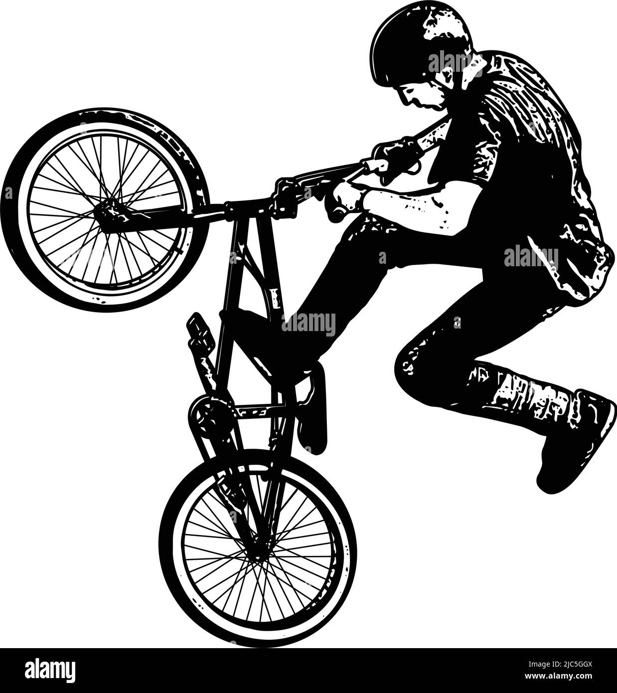 BICICLETTA BMX Stunt Silhouette Da Uomo T Shirt Bicicletta Stunt Cycle Ciclismo 