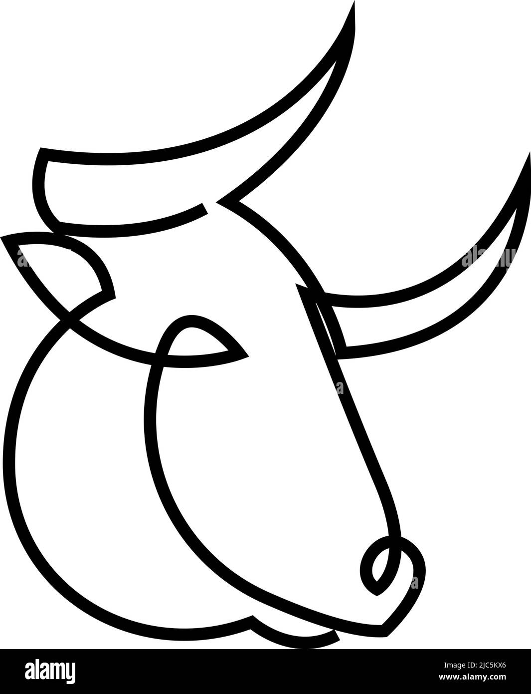 Astrologia Taurus zodiac segno una linea disegno. Elegante emblema astrologico, contorno simbolo, contorno logo mistico, stampa calendario in boho minimal st Illustrazione Vettoriale