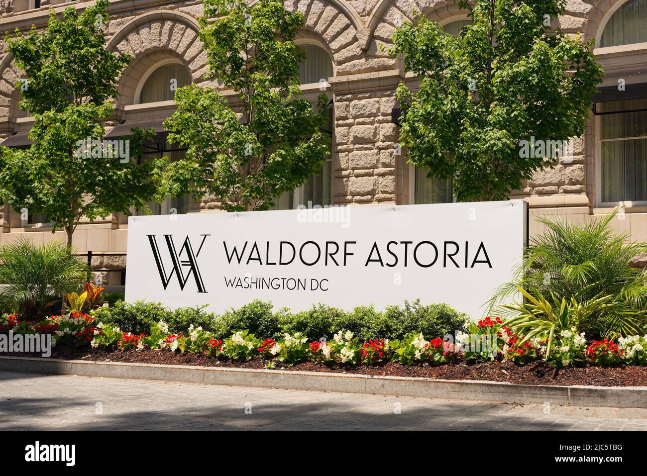 Waldorf Astoria Hotel nel centro di Washington, D.C., Stati Uniti. 01 giugno 2022 Nuova apertura del lussuoso hotel a 5 stelle Waldorf Astoria, l'ex Trump Hotel. Foto Stock
