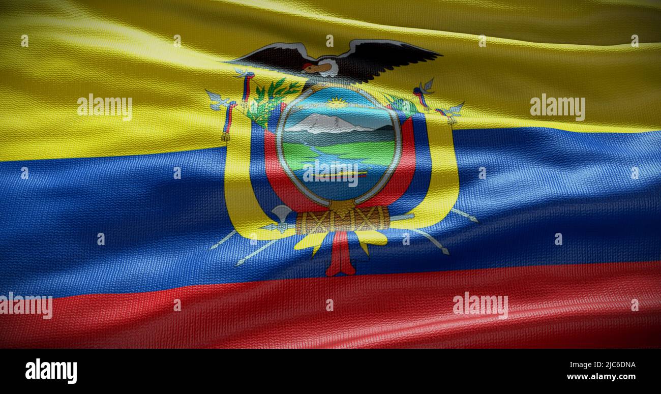 Immagine di sfondo della bandiera nazionale dell'Ecuador. Simbolo del paese. Foto Stock