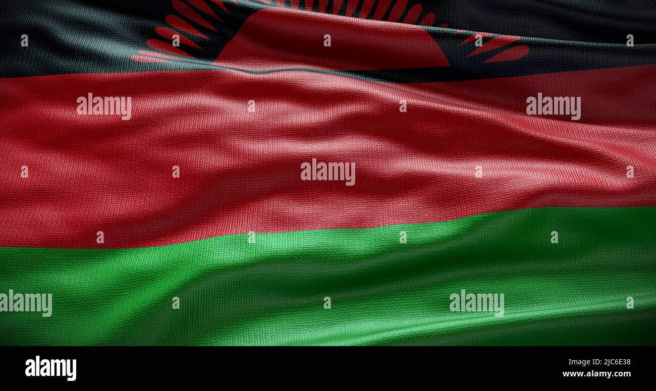 Illustrazione di sfondo della bandiera nazionale del Malawi. Simbolo del paese. Foto Stock