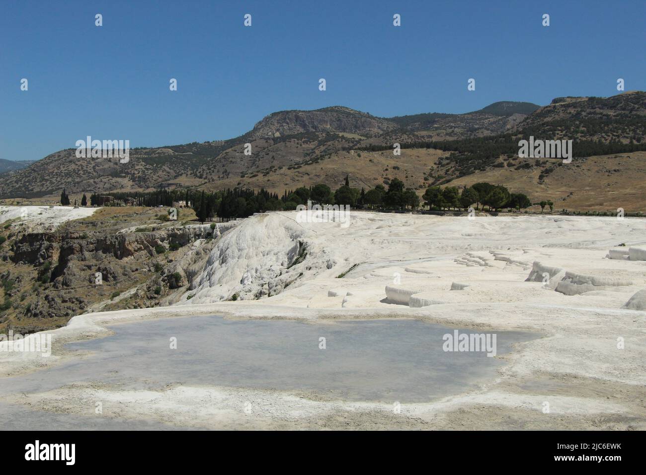Travertini dell'antica città romana di Hierapolis Foto Stock