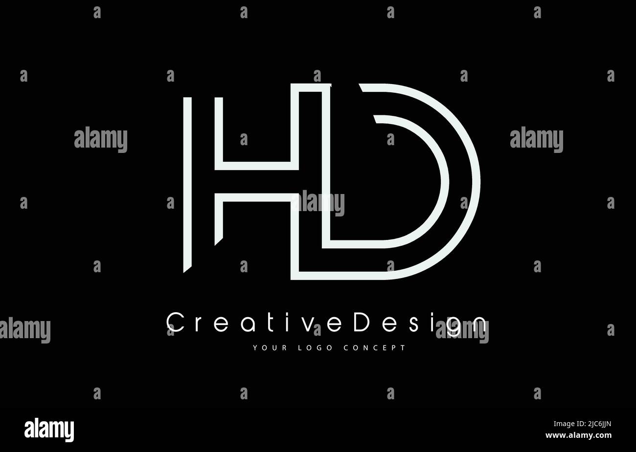 Logo HD H D Letter in bianco. Illustrazione del logo Creative Modern Letters Vector Icon. Illustrazione Vettoriale
