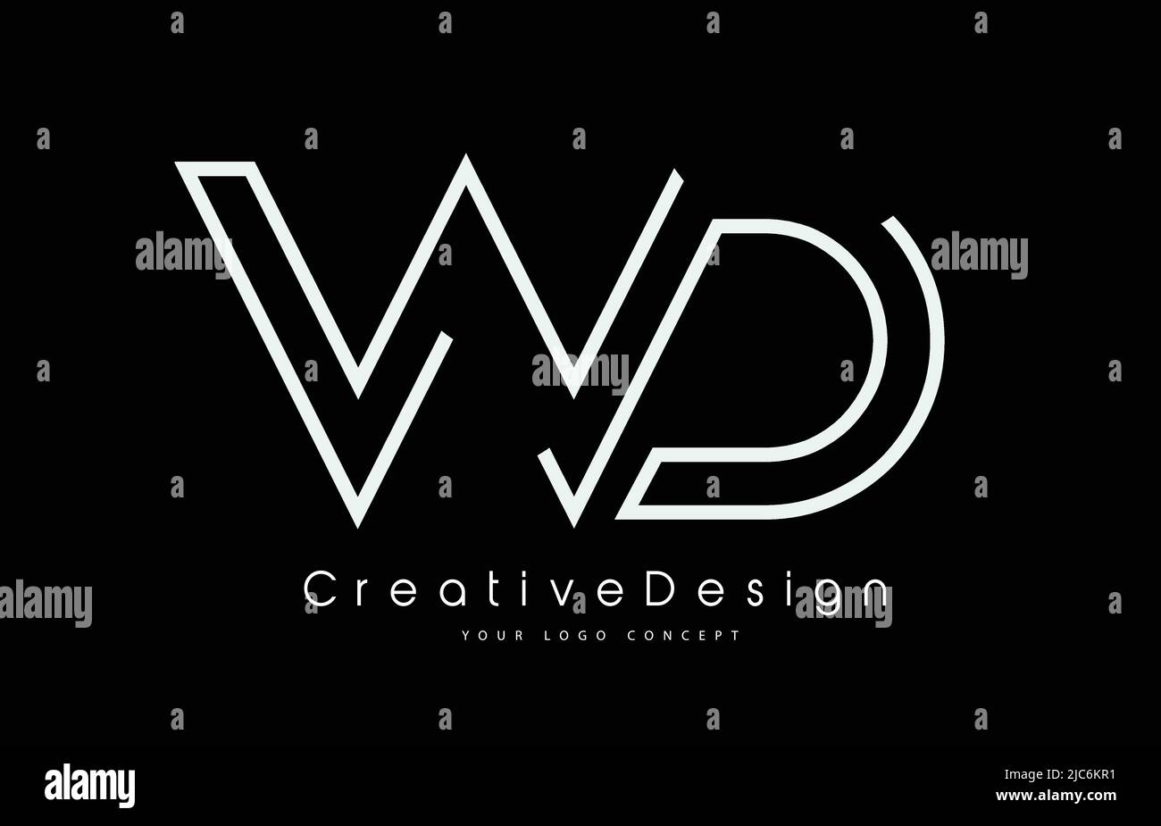 Logo WD W D Letter in bianco. Illustrazione del logo Creative Modern Letters Vector Icon. Illustrazione Vettoriale