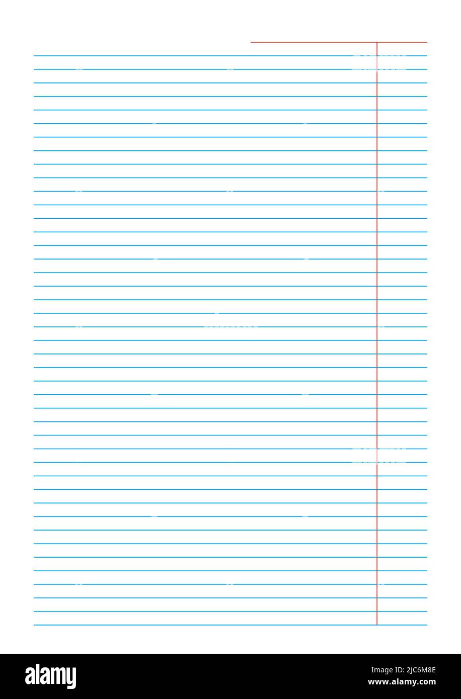 Foglio bianco per notebook con margini foglio di linee blu su sfondo bianco perfetto per pianificatore, notebook, scuola, stampa A5 fogli foderati motivi carta f Illustrazione Vettoriale