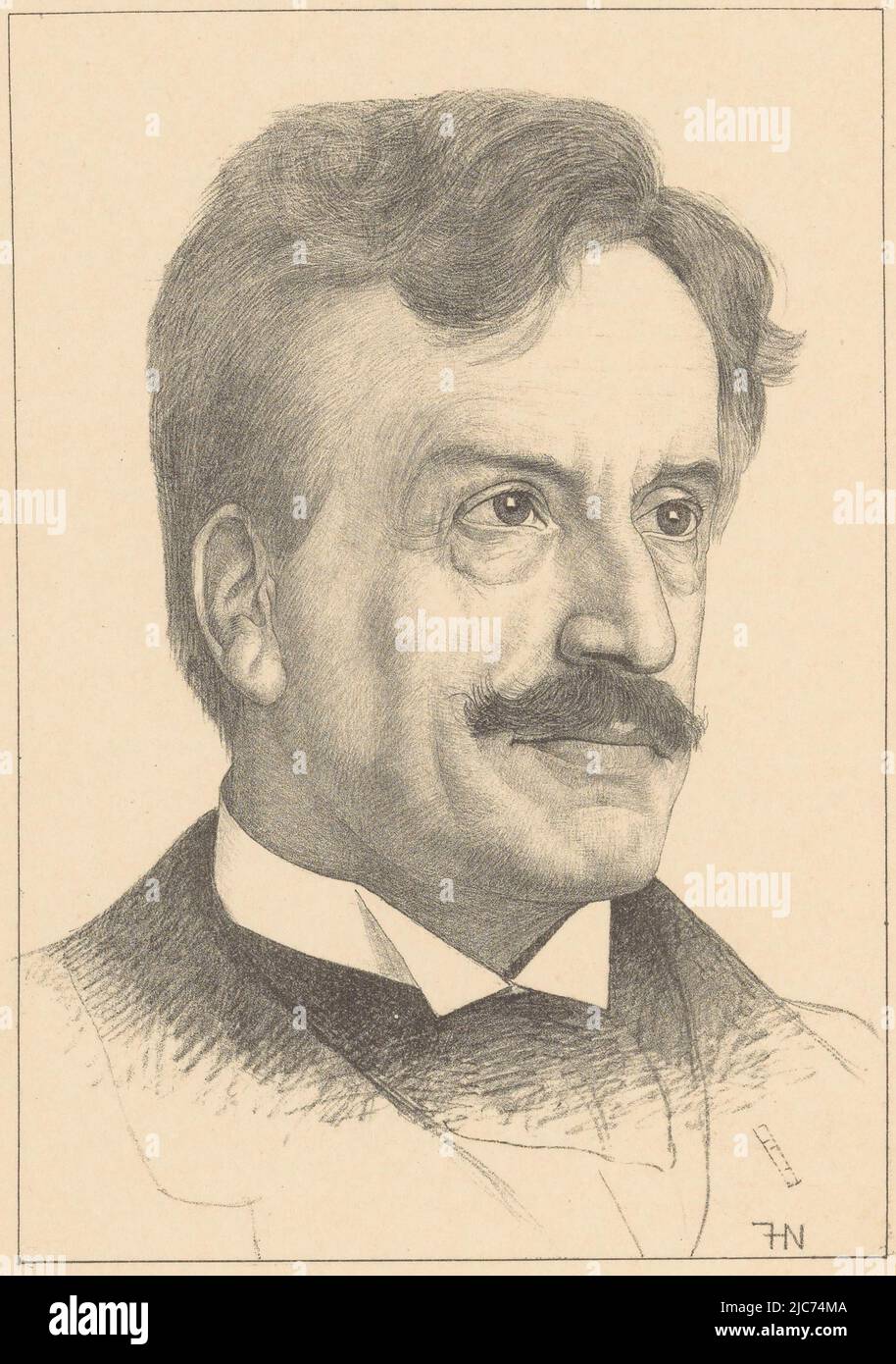 Ritratto dell'avvocato, professore e politico Gerard Anton van Hamel, con baffi, Ritratto di Gerard Anton van Hamel, tipografo: Ferdinand Hart Nibbrig, (menzionato sull'oggetto), 1876 - 1904, carta, h 188 mm - w 121 mm Foto Stock