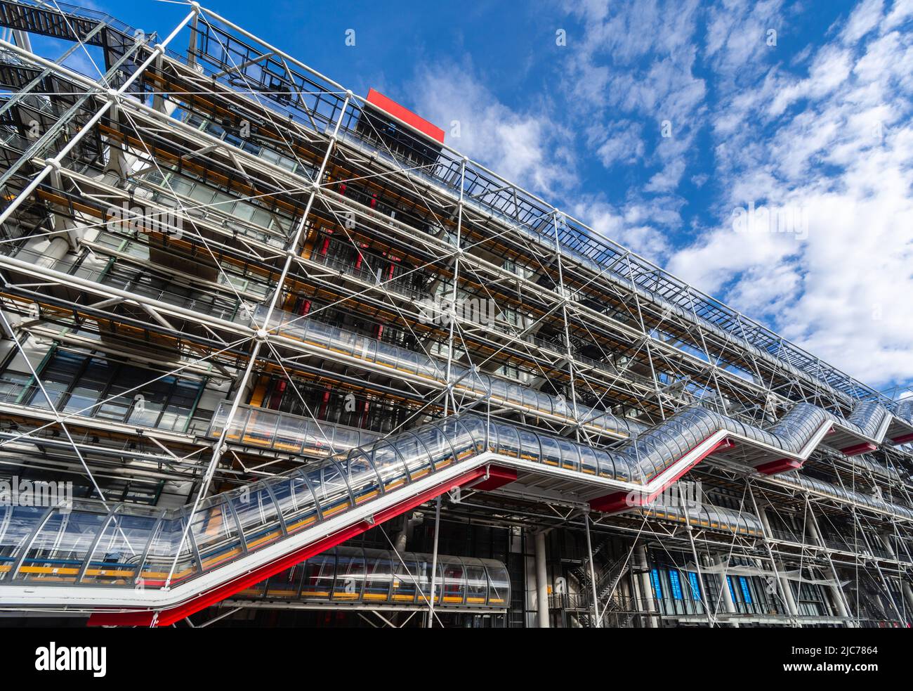 Facciata moderna del Musée Georges Pompidou, Parigi 4, Francia. Foto Stock
