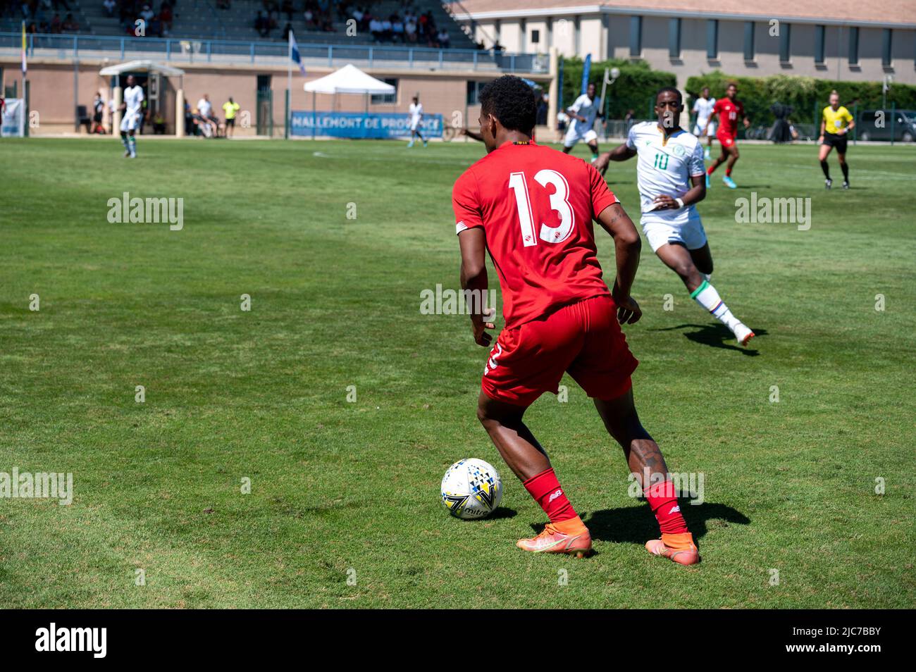 Mallemort, Francia. 10th giugno 2022. PERDOMO Reyniel durante il torneo Maurice Revello 2022, Under 21 Festival International Espoirs, 7th e 8th piazzano una partita di calcio tra Panama U-23 e Comoros U-20 il 10 giugno 2022 a Stade d´Honneur a Mallemort, Francia - Foto Florian Frison / DPPI Credit: DPPI Media/Alamy Live News Foto Stock